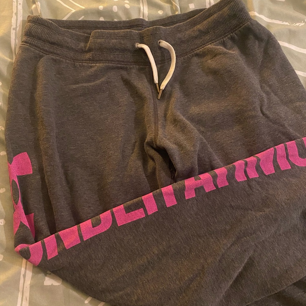 Under Armour Charcoal and Pink Joggers sweatpants size M